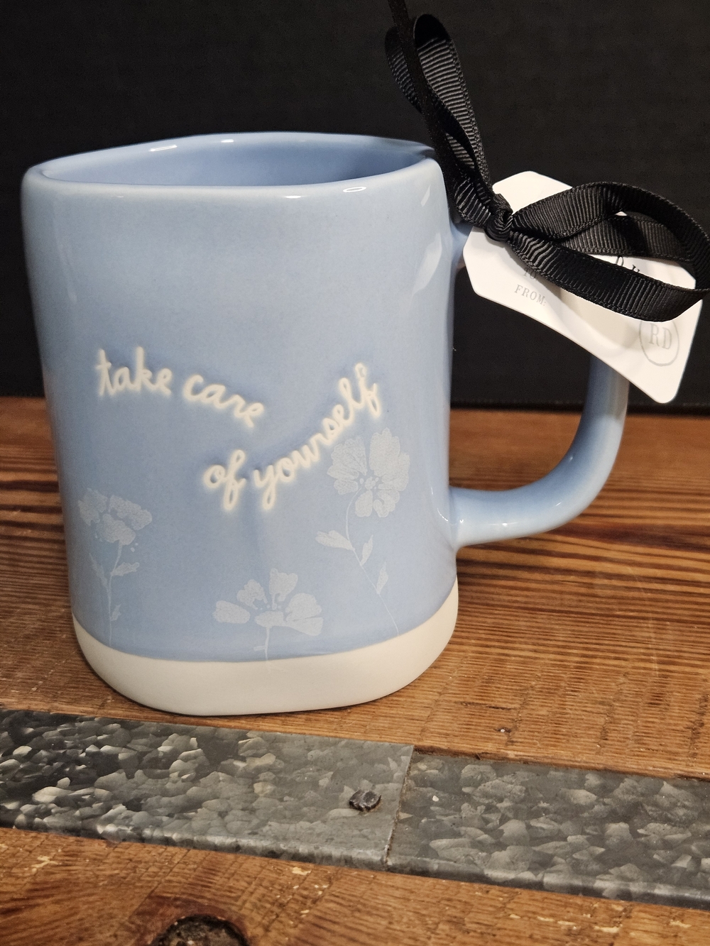 Rae Dunn Take Care of Yourself Light Blue Ceramic Mug